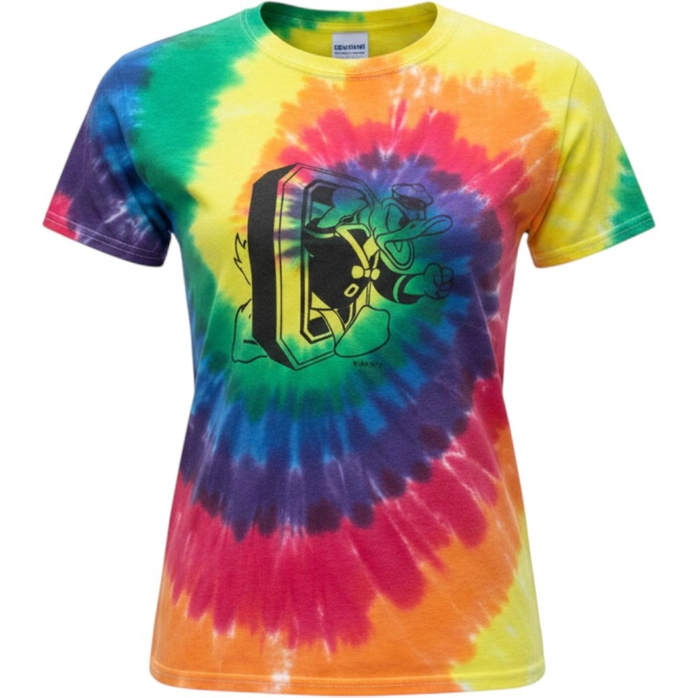 Oregon Ducks Tie Dye T-Shirt Kids Large Rainbow Puddles Mascot Port & Company